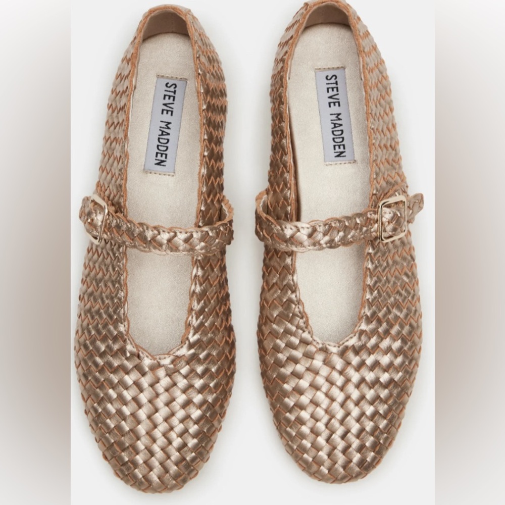 Steve Madden Dreaming Gold Woven Loafers